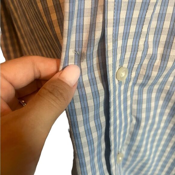 WRANGLER MENS XL LIGHT BLUE & WHITE CHECKERED LONG SLEEVE BUTTON UP SHIRT - Picture 10 of 11